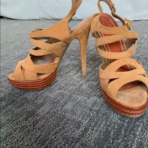 SEBASTIAN MILANO Stiletto strappy tan heel 37.5 7